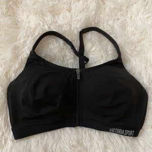 Victoria Sport Black Zip Up Sports Bra